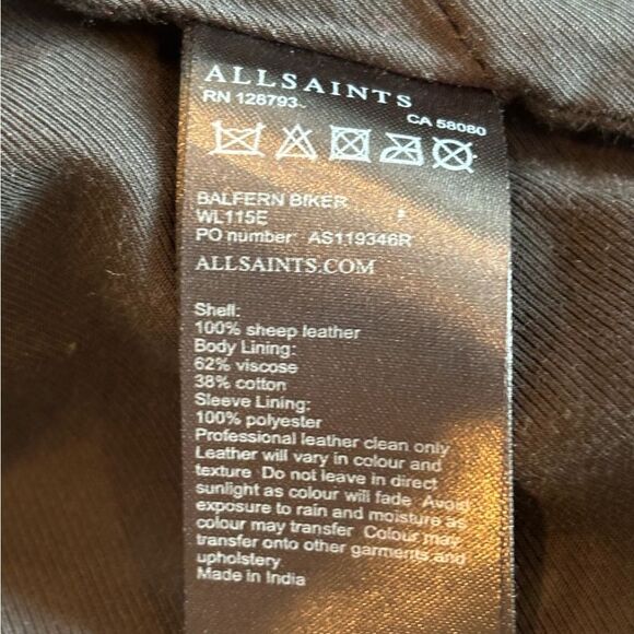 NWT All Saints Balfern Black Leather Biker Jacket with Silver Hardware - Picture 11 of 11